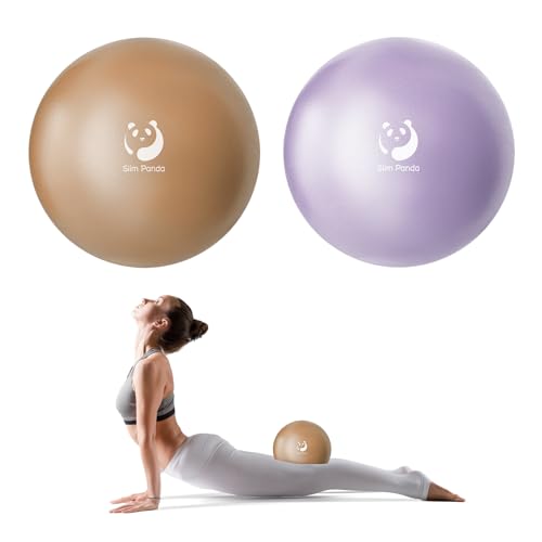 Slim Panda Pilates Ball, 9 Inch Small Exercise Ball, Anti Burst Mini Yoga Ball for Stability, Workout, Barre, Core Strength, Physical Therapy, Balance, Stretching - color: Rose Gold & Lavender