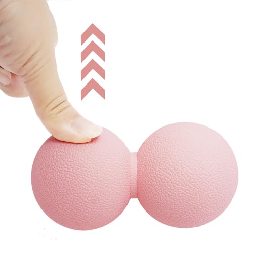 Double Lacrosse & Micro-Elastic Peanut Massage Ball - Myofascial Release Tool for Muscle, Back, Foot, and Physical Therapy, Mobility Roller for Acupressure and Relaxation (Pink) - color: Pink