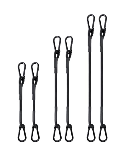 190 Lbs Real Heavy Duty Carabiner Bungee Cord, 18'' 24'' 36'' Bungee Cords Assorted Sizes with Upgraded Carabiner Hooks, 6 Pcs UV Resistant Bungee Straps for Tents, Cargo, Kayak Boat, Luggage, etc - size: 18''+24''+36'', style: Black