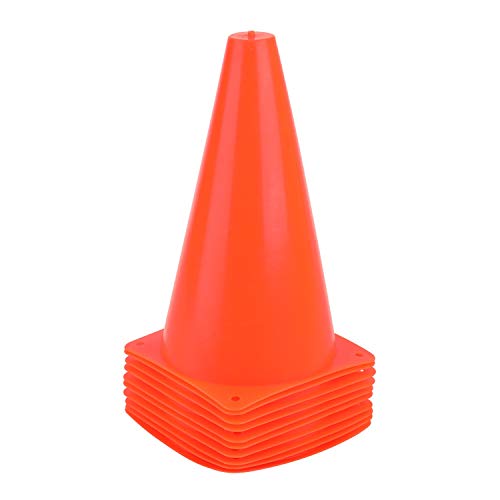9 Inch Plastic Training Traffic Cones, Sport Cones, Agility Field Marker Cones for Soccer Basketball Football Drills Training, Outdoor Activity or Events - (Set of 10, 12, 15 or 24, 4 Colors) - color: 10 Pack Orange