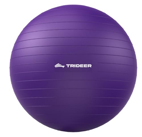 Trideer Yoga Ball for Exercise, Pilates, Core & Balance Training, Stability Ball for Pregnancy & Birthing Prep, Physical Therapy, Daily Stretching, Office Chair for Active Sitting, Quick Pump Included - color: Violet, size: L(23-26ines/58-65cm)