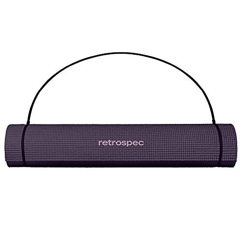 Retrospec Pismo Yoga Mat w/Nylon Strap for Men & Women - Non Slip Exercise Mat for Yoga, Pilates, Stretching, Floor & Fitness Workouts, .5mm Thick, Easy to Clean - color: Eggplant