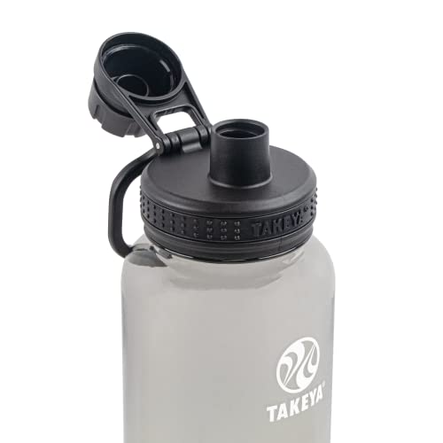 Takeya Tritan Sport Water Bottle with Spout Lid - BPA-Free & Dishwasher-Safe Water Bottle - Reusable Bottle with Lid Handle - Simple Leak-Proof Water Bottle - 40 oz, Stormy Black - color: Stormy Black, size: 40 Ounces