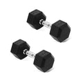 Fitvids Hex Dumbbells Rubber Coated Hand Weights for Exercises and Fitness Home Gym, 5-50 LB Pair - style: 15LBS Pair