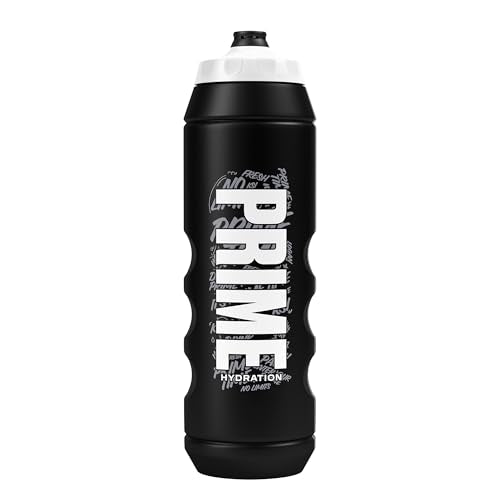 PRIME 32 oz Black Graffiti Squeeze Sports Water Bottle, BPA Free, Dishwasher Safe, Easy-Grip Ergonomic Leakproof Design, Fast Hydration for Gym, Cycling, Running - color: Black