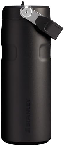 Stanley IceFlow Flip Straw 2.0 Water Bottle 16 OZ | Built-In Straw with Larger Opening | Lightweight & Leak-Resistant | Insulated Stainless Steel | BPA-Free | Black 2.0 - color: Black, size: 16 Ounces