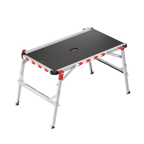 Hailo TP2 Plus | Work & Staircase Platform | Length and Height-Adjustable Telescopic Rails and feet | Integrated Bubble Level | for use with Step stools & stepladders - style: TP2 Plus (work platform)