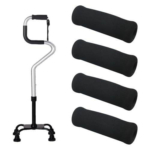 4Pcs Walking Cane Hand Grips - Black Foam Replacement for Offset Canes - size: 0.8