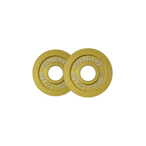 Gold Finish Olympic Steel Plates - Pairs and Sets 2 Inch Barbell Standard in Premium Gold for Weight Lifting - color: 45lb Pair