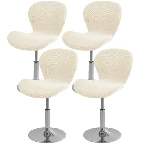 Gollense Bar Stool Covers with Backs, Set of 4 Stretch Jacquard Barstool Seat Covers, Washable Swivel Pub Counter Height Chair Slipcover Protector for Home Kitchen Cafe (Jacquard-Beige) - color: Jacquard-beige