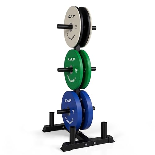 CAP 2-inch Olympic Bumper Plate Weight Set | 100-370 lbs | Multiple Colors | Storage Rack Optional - size: 190 lb - Set with Rack, style: COMPETITION