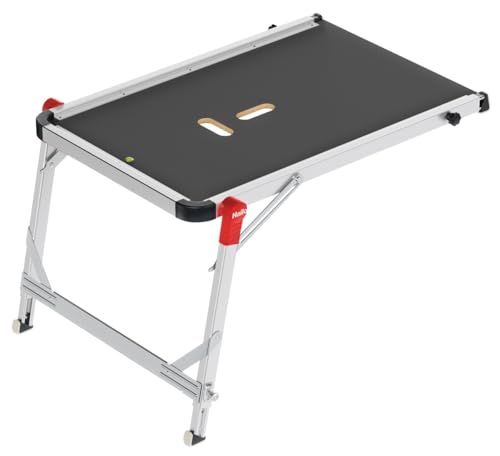 Hailo TP1 Work platform for staircases Non-slip textured coated board Length and height-adjustable telescopic rails and feet Integrated spirit level Two-hand safety unlocking mechanism 9940-101 Silver - style: Old Version