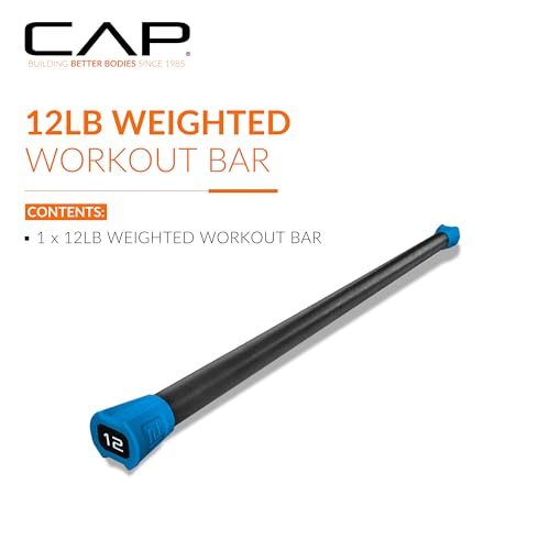 CAP Barbell Weighted Workout Bar | 5-20 lb | Multiple Options - style: 12 LB, Blue