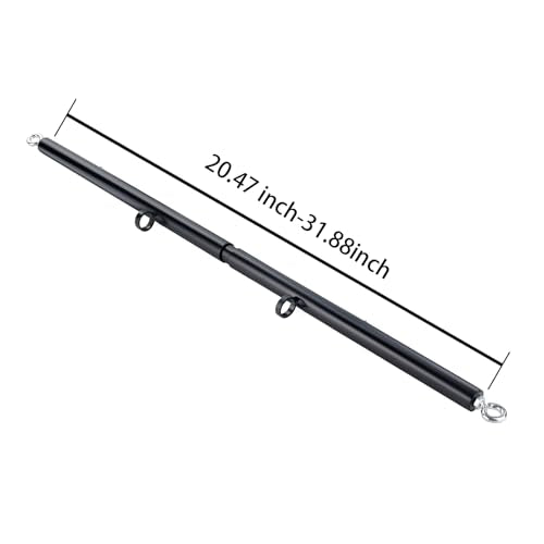 Heavy Duty Stainless Steel Expandable Spreader Bar with 4pcs PU Black--Pink Skull Pattern Detachable Adjustable Straps,Workout Bar for Home Indoor Gym Training Kit - style: Black+Red Embossed Kit