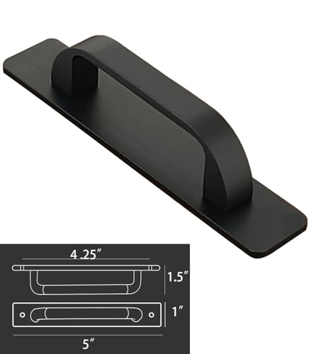 12 Pack 4 1/4 Inch 108 mm Self-Adhesive Flat Black Cabinet Handles Aluminum Cabinet Pulls Drawer Pulls - color: FlatBlack 3M, size: 4 1/4 Inch