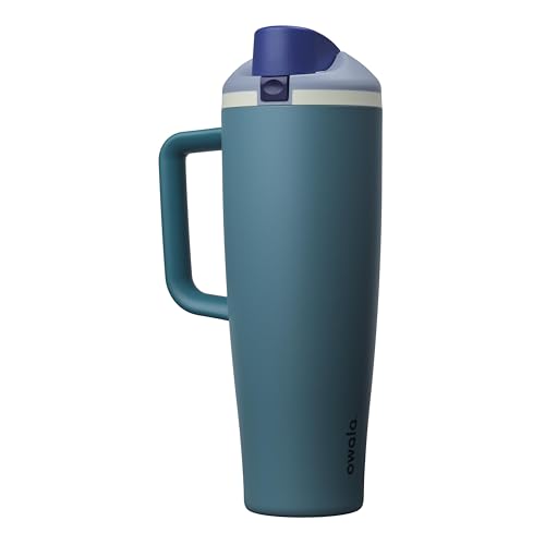 Owala FreeSip Tumbler Insulated Stainless Steel Water Bottle with Built-in Straw and Side Handle, For Travel, Work, School, and Sports, BPA Free, Leak Proof, 40oz, Denim - color: Denim, size: 40 Ounces