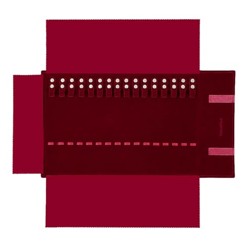 UnionPlus Velvet Travel Jewelry Roll Bag Organizer for Necklace, Elastic Band and Anti-winding, Burgundy - color: Burgundy, size: Medium