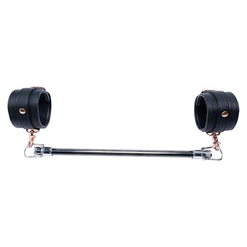 Spreader Bar Stainless Steel Vintage Black Bar with 2pcs Adjustable Straps,Sports Aid Training Fitness Gear Pilates Aid Kit, Home Restore Pilates Indoor Yoga Set - style: Fixed Silver+Black PU Kit