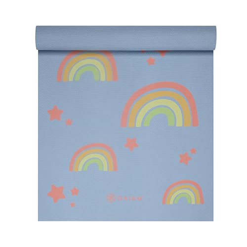 Gaiam Kids Yoga Mat Exercise Mat, Yoga for Kids with Fun Prints - Playtime for Babies, Active & Calm Toddlers and Young Children - color: Rainbow Stars