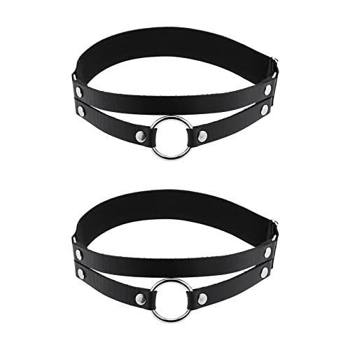 Adjustable O-ring Leg Garter, Elastic Thigh Garters Belt for Women, 1 Pair - color: Black