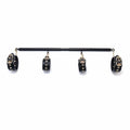 Spreader Bar Heavy Duty Stainless Steel Expandable Silver Bar Home Gym with 4pcs Furry Purple Adjustable Straps,Sports Aid Training Fitness Gear Pilates Aid Kit - style: Black+Black-gold PU Kit