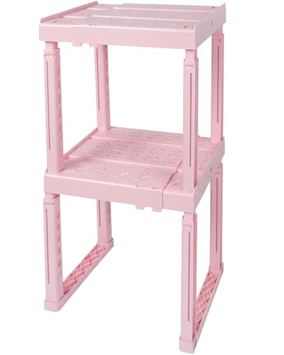 Piffny Locker Organizer Shelf, Adjustable Width and Height, Ideal for School, Office, and Gym Lockers, Pink 2 Pack - color: Pink 2 Pack
