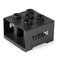 Titan Fitness 5 Barbell Holder, Vertical Olympic Sized Bar Rack, 12" x 12" Compact Floor Unit, Nylon Inserts Protect Sleeves, Organize and Save Space in Home Garage Gym