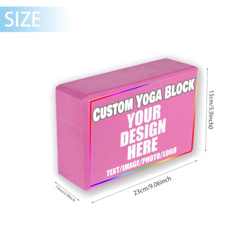 Custom Yoga Blocks with Image Text Logo Eva Foam Lightweight Yoga Bricks for Yoga Pilates Stretching Meditation Dance Yoga Accessories - color: Pink