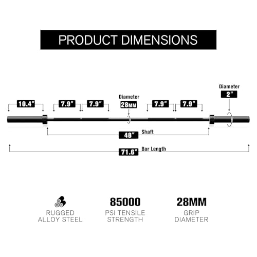RitFit Barbell Weight Set - 4/6FT Olympic Barbell with Weight Plates (55-115LB Total) - Weightlifting Equipment for Squats, Curls, Deadlifts, Presses, Hip Thrusts - color: Black, size: 6FT With 35LB Plates