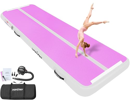 VOFiTNY All Purpose Gymnastics Mat 6.6/10/13/16/20 ft Sturdy Inflatable Tumble Track for Home/Gym - color: Cyan/HotPink, size: 10ft*3.3ft*4inches(3m*1m*0.1m)