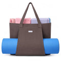 Yoga Mat Bag for Women, Pure Cotton Canvas Yoga Tote with Wet/Dry Pocket, Bottle Holder & Inner Zipper Pocket, Yoga Mat Carrier Bag for Pilates, Gym, Travel, Beach - color: Taupe