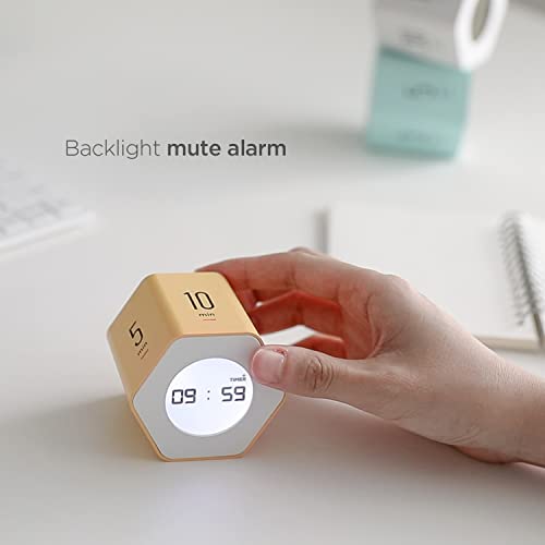 Mooas Multi-Hexagon Clock Cube, Digital Clock, Pomodoro Timer with Backlight 12/24H Count up & Countdown, Flip Timer, Various Time Presets - Ideal for Classroom, Gym, Office (Yellow) - color: Yellow