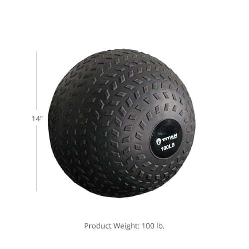 Titan Fitness Rubber Tread Slam Ball, Dead Bounce, Weight Workout - Throw, Catch, Slam, Twist - style: 100 lb