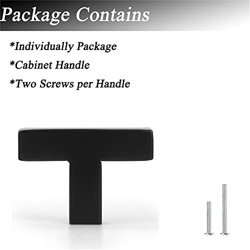 Probrico 5 Pack 2 inch(50mm) Length Black Kitchen Cabinet Knobs,Square Corner Bar Single Hole Kitchen Cabinet Pulls,Black Dresser Drawer Pull Knobs - color: Black, size: Single Hole T Knob: 50mm(2inch)