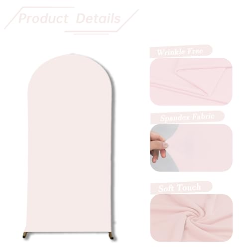 bricia Wedding Arch Backdrop Stand Cover, 5FT Double Sided Stretchy Arch Cover Fitted Wedding Birthday Party Banquet Decoration (Blush Pink 60''Lx25.2''W) - color: Blush Pink, size: 5FT