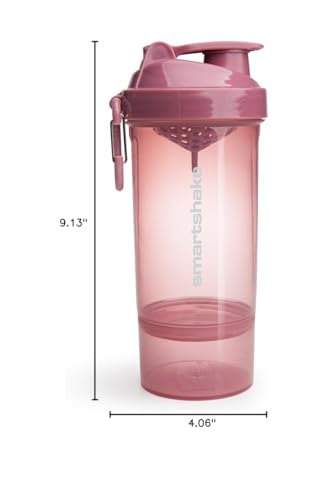 Smartshake O2GO ONE 800 ml/27 oz Protein Shaker Bottle | Silent Mixing | Leak-Proof Shaker Bottle | Shaker Cups For Protein Shakes | Gym Shaker Bottle | Durable, BPA-Free, Dishwasher Safe | Deep Rose - color: Deep Rose