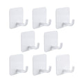 Stainless Steel Adhesive Wall Hooks, White, 8 Pack | Heavy Duty, Waterproof, For Bathroom Kitchen Shower, For Towels Keys Hats Robes - color: 01-white