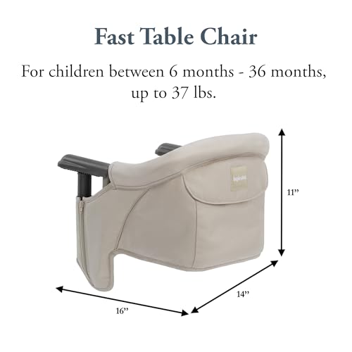 Inglesina Fast Table Chair, Cream - Portable Baby High Chair - for Babies & Toddlers up to 37 lbs - Collapsible Design - Fits Tables 0.8'' to 3.5'' Thick - Compact & Easy to Use - Travel Bag Included - color: Cream, style: Chair