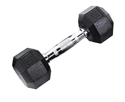 Ader Octagon Deluxe Professional Rubber Dumbbell Contoured Handle, Sold As 1 Piece (2 Lbs-120 Lbs) - size: 18lbs