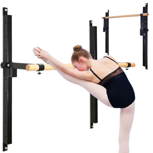 Seliyoo Ballet Barre Wall Mount, Foldable Height Adjustable | 4 FT /5FT Width,Solid Beech Wood Bar, Steel Brackets,For Adults Kids Studio Gym, Stretch & Workout Equipment - color: Black, size: 48 inches