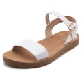 Herstyle Flat Sandals for Women – Open Toe 1 Band Ankle Strap Summer Dressy Sandals, Lightweight Casual Strappy Slip-On Flats with Adjustable Buckle - color: White, size: 8.5