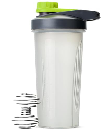 Mr. Pen- Shaker Bottles for Protein Mixes with Twist Cap, 28 oz, Gray/Green | Protein Shaker Bottle with Wire Whisk Ball - color: Gray/Green