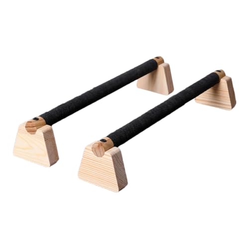 Qianly 2 Pieces Push Up Bar Wooden Parallettes Bar for Men Women Portable Sturdy Structure Push Up Stand for Exercise Floor Workout, 50CM