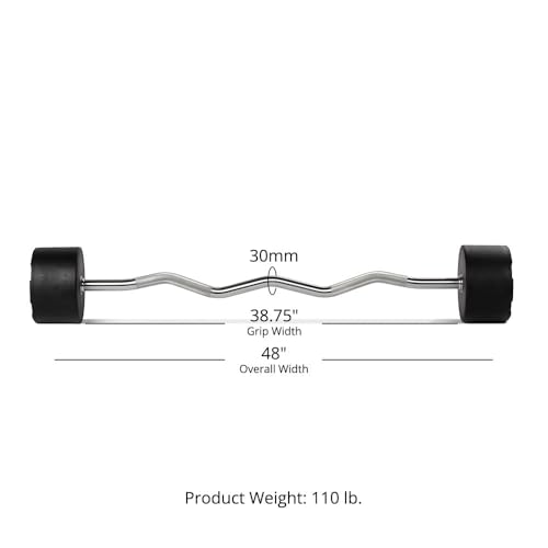 Titan Fitness Rubber Curl Fixed Barbells, Pre-Loaded Weight Bar for Strength Training & Weightlifting - color: EZ Curl Fixed Barbell, size: 110 LB