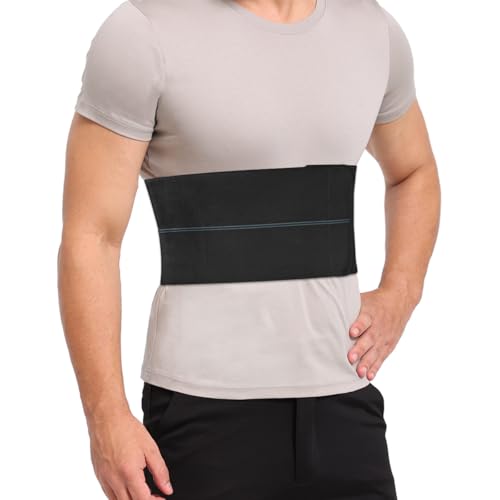 Pauline Broken Rib Brace for Men - Compression Chest Binder for Cracked Ribs Support & Chest Pain Relief - Rib Belt for Bruised Rib Cage (Black, Fits 30”-45”) - size: M, style: Men BK