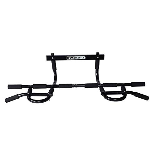 HolaHatha Heavy Duty Door Way Pull Up Bar Chin Up Dip Station for Multiuse Doorway Portable Home Fitness Gym Workout to Build Upper Body Strength