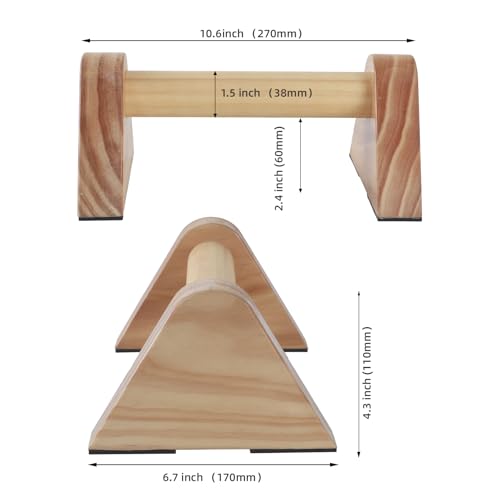 1 Pair Wood Parallettes Bars Pushup Handles for Men - Calisthenics Equipment Push Up Bars, Gymnastics Handstand Training Planche Bar, Handstand Blocks
