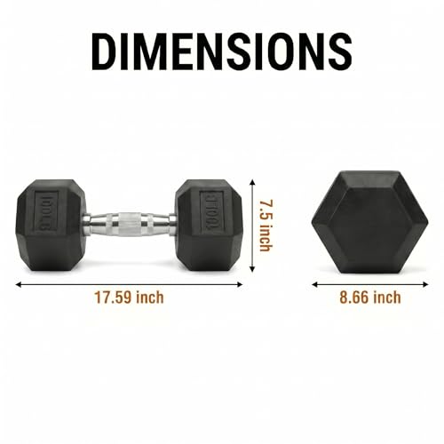 5-100 lb Rubber Hex Dumbbell Set | Heavy-Duty Free Weights for Home Gym Strength Training, Muscle Building & Full Body Workouts, No Rack Included - size: 100 lb, Pair