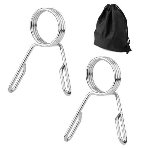 PEUTIER 2pcs Barbell Clamps, 2in Versatile Weight Clips Stainless Steel Spring Collar Clips Tight Fitness Bar Clips Weightlifting Buckle Gym Accessory for Strength Training