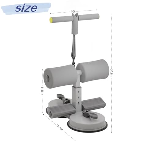 abs master sit up bar,sit ups foot holder with Elastic 2 Suction Cups and Pull Rope Portable Sit Up Assistant Device for Home Workout - color: grey+